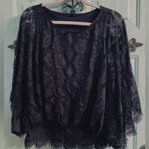 Boho lace black dressy top